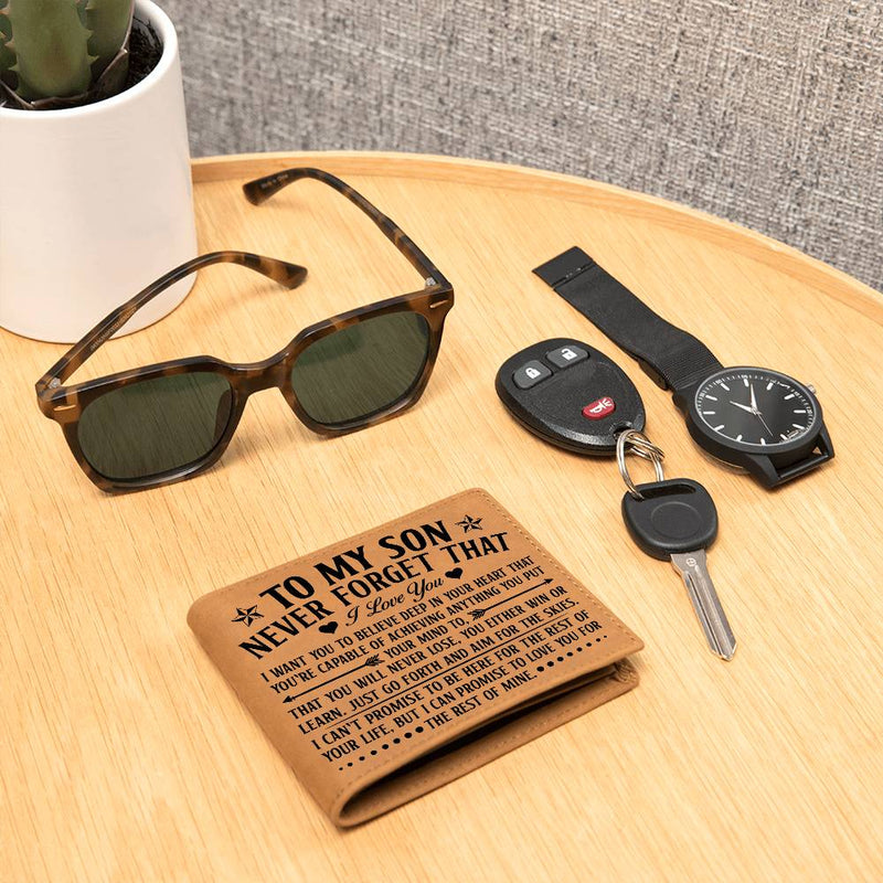 To My Son Skies (Black) – Leather Wallet